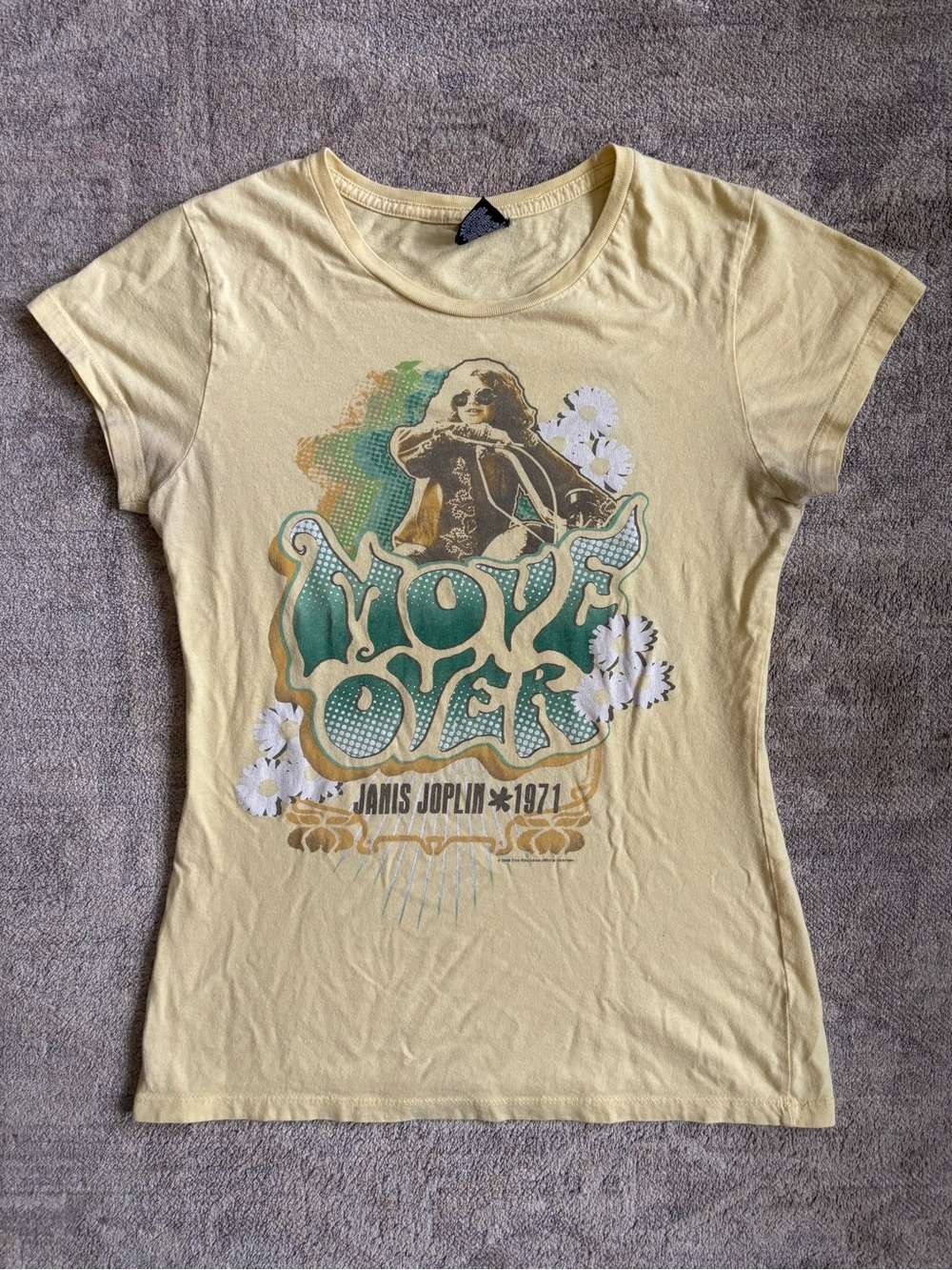 Janis Joplin y2k Zion Rootswear yellow t-shirt